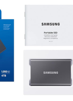 SAMSUNG T7 Portable SSD, 4TB External Solid State Drive, Speeds Up to 1,050MB/s, USB 3.2 Gen 2, Reliable Storage for Gaming, Students, Professionals, MU-PC4T0T/AM, Gray