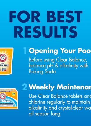 ARM & Hammer Clear Balance Swimming Pool Alkalinity pH Maintenance Tablets, White, 1 Pack, 24 Count