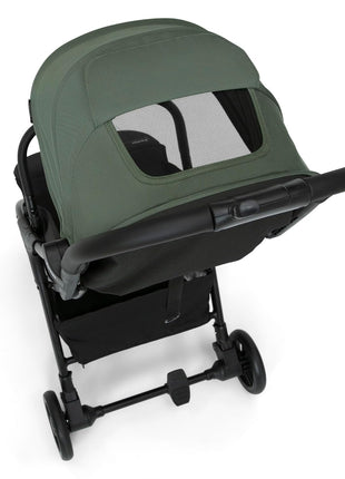 Jeep Altitude Compact Travel Stroller by Delta Children Greenguard Gold, Easy One Hand Fold, Lightweight, Extendable Canopy with Peek-a-Boo Window, Reclining Seat, 4 Wheel Suspension, Olive Green