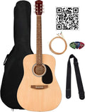 Fender Dreadnought Acoustic Guitar   Natural Bundle with Gig Bag, Strap, Strings, Picks, and Austin Bazaar Instructional Video