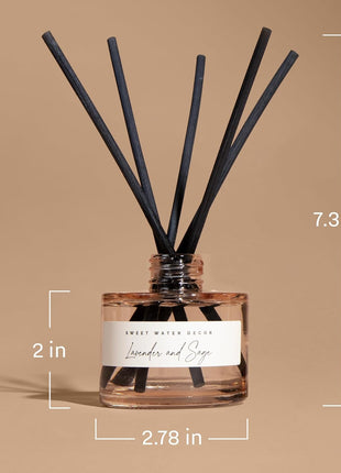 Sweet Water Decor Salt and Sea Reed Diffuser - Sea Salt, Citrus, Musk & Amber Scent - Long-Lasting 4 Month Home Fragrance, Non-Toxic, Aesthetic Home & Bathroom Decor, Made in USA, 3.5 Fl Oz