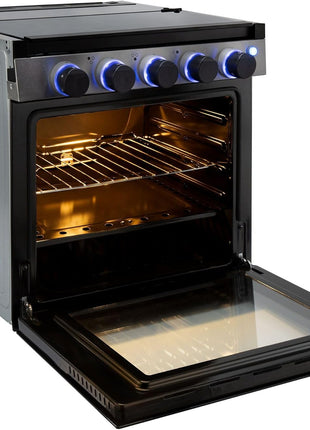 RecPro RV 3-Burner Gas Range, Silver, 1.8 Cu. Ft., No Range Hood