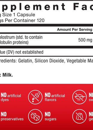 Force Factor Bovine Colostrum Capsules Supplement | with Immunoglobulin and Lactoferrin, Supports Gut Health & Immune Health, 120 Capsules