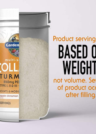 Garden of Life Multi-Sourced Collagen Powder with Turmeric, Apple Cinnamon | Collagen Peptides with Turmeric Powder, Supplement Drink Mix