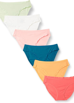 Amazon Essentials Women's Breathable Cotton Bikini Brief Underwear with Full Coverage, Multipacks
