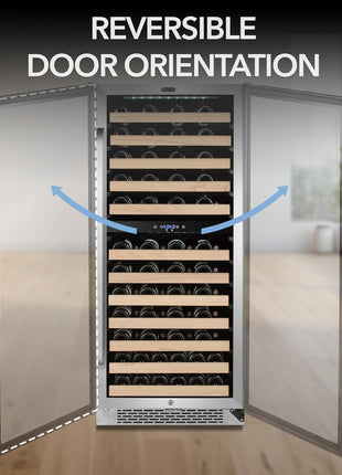 Whynter BWR-0922DZ 92 Built-in or Freestanding Stainless Steel Dual Zone Compressor Large Capacity Wine Refrigerator Rack for Open Bottles and LED Display, Dark Grey