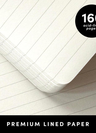 PAPERAGE Lined Journal Notebook, (Black), 160 Pages, Medium 5.6 in x 8 in - 100 GSM Thick Paper – Hardcover Journaling Notebook for Work, School & Note Taking