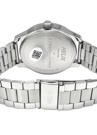 Helix by Timex Analog Watch for Man with Silver Round Dial & Silver Stainless Steel Bracelet Band Water Resistant Men's Wrist Watches - TW043HG29