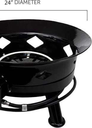 Flame King Smokeless Propane Fire Pit, 24-inch Portable Firebowl, 58K BTU with Self Igniter, Cover, & Carry Straps for RV, Camping, & Outdoor Living