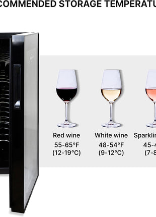 Koolatron Urban Series 12 Bottle Wine Cooler, Thermoelectric Wine Fridge, 1 cu. ft. Freestanding Wine Refrigerator for Home Bar, Small Kitchen, Apartment, Condo, Cottage, RV