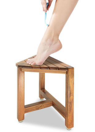 ENKEZI Shower Foot Rest 12 in - Shower Stool for Shaving Legs, Small Corner Bathroom Bench Suitable for Small Shower Spaces - Bath Seat, Spa Foot Rest Shaving Stool Corner