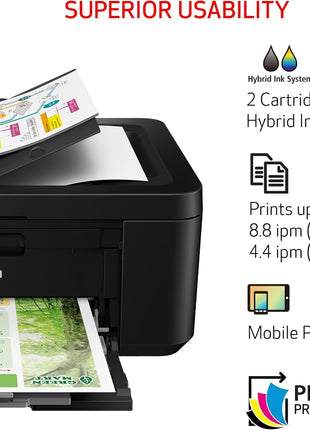 Canon PIXMA TR4720 All-in-One Wireless Printer, Home Use with Auto Document Feeder, Mobile Printing and Built-in Fax, Black | Includes starter ink, phone cable and power cord for printing, scanning and faxing