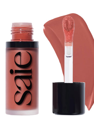 Saie Mini Glowy Super Gel Lightweight llluminator & Makeup Primer - Sunglow (0.5 oz) + Dew Blush - Lightweight Liquid Blush with a Blendable + Buildable Cream Finish - Cutie (.40 oz)