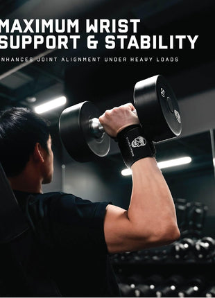 Gymreapers Weightlifting Wrist Wraps (IPF Approved) Professional Quality Wrist Support with Heavy Duty Thumb Loop - Best Wrap for Powerlifting Competition, Strength Training, Bodybuilding