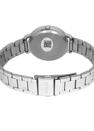 Helix by Timex Analog Watch for Women with Burgundy Round Dial & Silver Stainless Steel Bracelet Band Water Resistant Women's Wrist Watches - TW056HL04