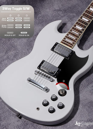 Leo Jaymz 39 Inch Solid Body Electric Guitar   Poplar Wood Body 1/4Maple Neck and Laurel Wood Fretboard (White)