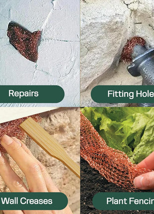 Raytrends Copper Mesh Rodent Control Kit, 5 Inch x 35ft Rustproof Copper Wool Blend, DIY Hole Filler, Complete with Precision Scissors and Packing Tool for Mice & Rodent Defense