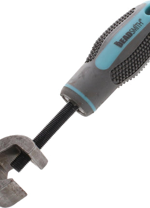 The Beadsmith Metal Stamp Holder, 6 inches, Metal Stamping Tool, with Grey & Aqua Textured Comfort Grip Handle, Holds Stamps in Place with a Safe and Secure Grip.