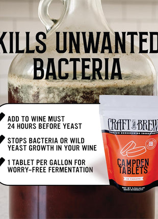 Craft A Brew - Campden Tablets - Sodium Metabisulfite - Sterilant for Winemaking - Ideal for Traditional Grape Wines - Crafting Fruit Wine, Cider - 50 Count