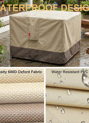 SheeChung Gas Fire Pit Cover Square - 600D Heavy Duty Patio Outdoor Fire Pit Table Cover with PVC Coating,100% Waterproof,Air Vents,Fits for 29/30/31/32 inch Fire Pit/Table Cover (32 inchL x 32 inchW x 24 inchH)