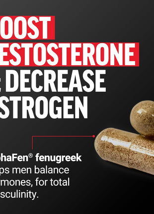 Force Factor Alpha King Immortal Testosterone Booster & Hormone Support | with Fenugreek Seed, Reduce Estrogen, Build Muscle, Improve Strength & Enhance Performance, 180 Capsules