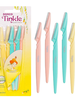 Tinkle Dermaplaning Tool 6ct, Dermaplane Razor for Women, Safe and Easy Peach Fuzz Remover, Eyebrow Trimmer with Protective Cover, Stocking Stuffers