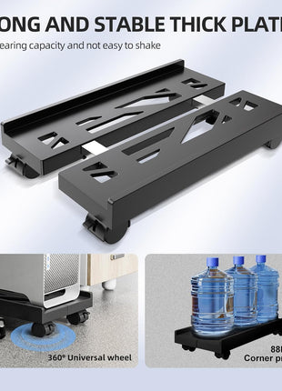 Adjustable Mobile CPU Stand, Ventilated Computer Tower Stand with 4 Caster Wheels Fits Most PC Tower, Under Desk CPU Holder PC Floor Cart Computer Riser for Students and Gamers (Black)