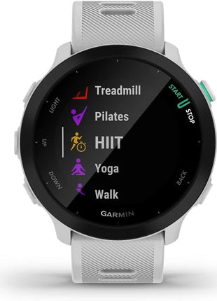 Garmin Forerunner 55, GPS Running Watch with Daily Suggested Workouts, Up to 2 Weeks of Battery Life, White