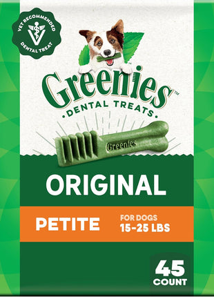 Greenies Veterinarian-Recommended Adult Natural Dental Dog Treats Petite Size, Dog Dental Chews, Original Flavor, 36 oz. Pack, 60 Count