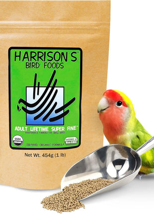 Harrison's Bird Foods Bird Food Adult Lifetime Fine Certified Organic Non-GMO Formula Bird Food 1lb
