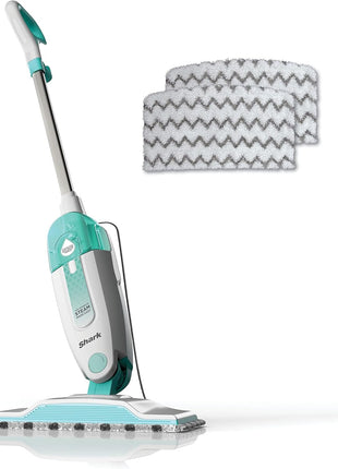 Shark Steam Mop for Sealed Hard Floors with 2 Dirt Grip Pads, White, S1000 | Removable Water Tank, Lightweight, 2 Machine Washable Dirt Grip Pads, Steam Sanitization on Sealed Hard Floors