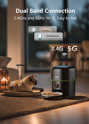 Automatic Cat Feeder with Camera - 5G WiFi Auto Cat Food Dispenser, 1080P HD Video with Night Vision, 1-15 Meals, 1-99 Portions, 2-Way Audio, Keeps Food Fresh, Timed Pet Feeder Also for Dogs