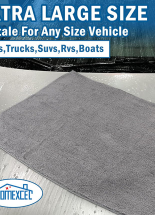 HOMEXCEL Professional Large Microfiber Car Drying Towels 2 Pack, Lint Free, Scratch Free, Highly Absorbent Drying Towel for Cars, SUVs, RVs, Trucks, and Boats,31 inch x 24 inch,Grey
