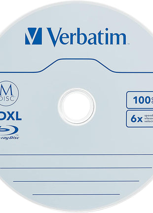 Verbatim M DISC BDXL 100GB 6X with Branded Surface Blank Blu-Ray Recordable Media – 25pk Spindle