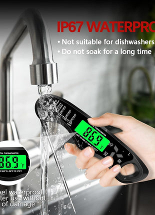 Meat Thermometer Digital,IP67 Waterproof Cooking Thermometer with Backlight, Calibration & Hold Function,Food Thermometer for Cooking,Outdoor Grilling