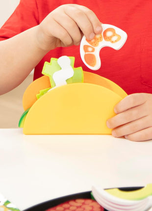 Melissa & Doug Fill & Fold Taco & Tortilla Set, 43 Pieces – Sliceable Wooden Mexican Play Food, Skillet, and More - FSC Certified