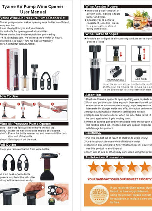 Air Pressure Pump Bottle Opener With Foil Cutter,Aerator Pourer,Vacuum Stopper(4PCS),Simple Cork Remover,Efficient Corkscrew Bottle Opener,Great For Wine Lovers,Perfect Wine Gift.