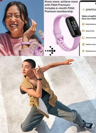 Fitbit Inspire 3 Health & Fitness Activity Tracker (Lilac Bliss) with Workout Intensity, Sleep Tracking, Heart Rate, 2 Bands, 3.3foot Charging Cable, Wall Adapter, Screen Protectors & PremGear Cloth