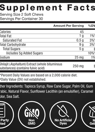 Force Factor Supreme Shilajit, Premium Himalayan Shilajit for Men & Women | Promote Energy, Stamina, Immune Health, Endurance & Focus, Smoked Old Fashioned Flavor, 60 Soft Chews