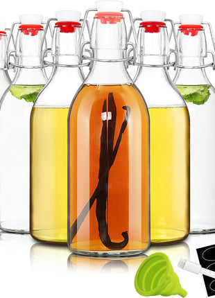 YEBODA 16oz Swing Top Bottles  Glass Beer Bottle with Airtight Rubber Seal Flip Caps for Home Brewing Kombucha,Beverages,Oil,Vinegar,Water,Soda,Kefir (6 Pack) (16 Oz  Set 6 (New))