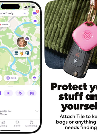 Life360 Tile - Bluetooth Tracker, Keys Finder and Item Locator for Keys, Bags and More. Phone Finder. Both iOS and Android Compatible. 1-Pack (Pink Punch)