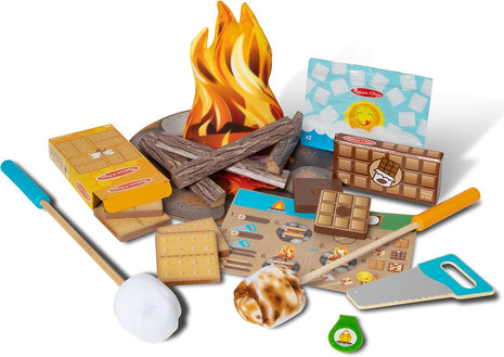 Melissa & Doug Let's Explore Campfire S'mores Set with Toy food & Kids Play Kitchen Accessories, Preschool Learning Toys for Girls & Boys 3+