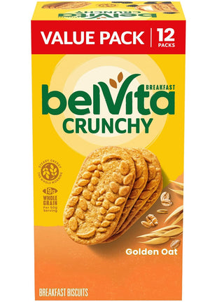 belVita Breakfast Bars Biscuits, Golden Oat, Value Pack, 12 Packs (4 Biscuits Per Pack)