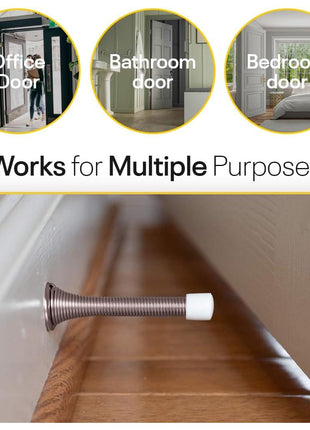 Door Stoppers for Wall – Spring Door Stopper with Rubber Tip – 3-1/4" – Pack of 4 – Doorstop – Ideal for Home, Offices, Schools