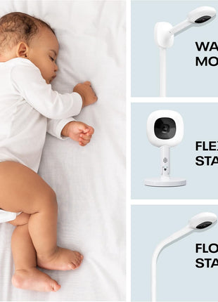 Nanit Pro Smart Baby Monitor & Flex Stand - 1080p Secure Wi-Fi Video Camera, Sensor-Free Sleep & Breathing Motion Tracker, 2-Way Audio, Sound & Motion Alerts, Night Vision, and Breathing Band - Blue