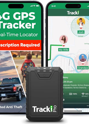 Tracki Pro GPS Tracker for Vehicles, USA made tech. Up to 7 Months Batt. Waterproof Magnetic 4G LTE Long Battery Life 2-7 Month, Unlimited Distance, Subscription Required, Multi Alerts, Hidden Tracker