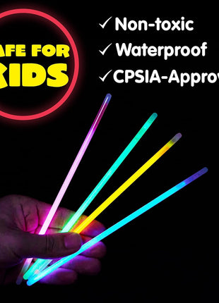 JOYIN 100 Pcs 8" Glow sticks Bulk Party Favors Pack, Neon Glow in the Dark Party Supplies, Light Up Necklaces and Bracelets with Connectors, Easter, Football, Birthday Decorations