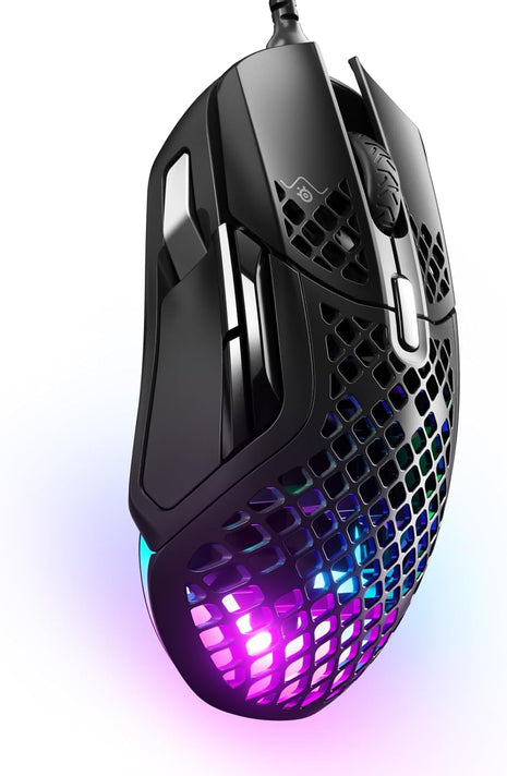 SteelSeries Aerox 5 - Holey RGB Gaming Mouse - Ultra-lightweight Water Resistant Design - 18K DPI TrueMove Air Optical Sensor | TrueMove Air sensor with 9 buttons and 66g weight for precision, speed and durability