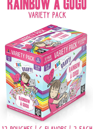 Weruva B.F.F. OMG - Best Feline Friend Oh My Gravy!, Rainbow A Gogo Variety Pack! Cat Food, 3oz Pouch (Pack of 12)