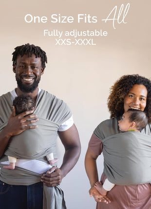 Boba Baby Wrap Carrier - Stretch Cotton Newborn Sling, Grey | Breathable, Hands-Free Babywearing Carrier Wrap; ergonomic, secure hold for newborn to toddler 7-35 lbs.